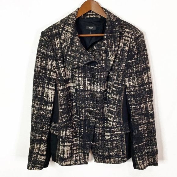 Basler Wool Blend Knit Brushstroke Pattern Jacket